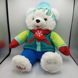 Holiday Time Snowflake Teddy Ski Boy Plush 2023 Christmas Decor